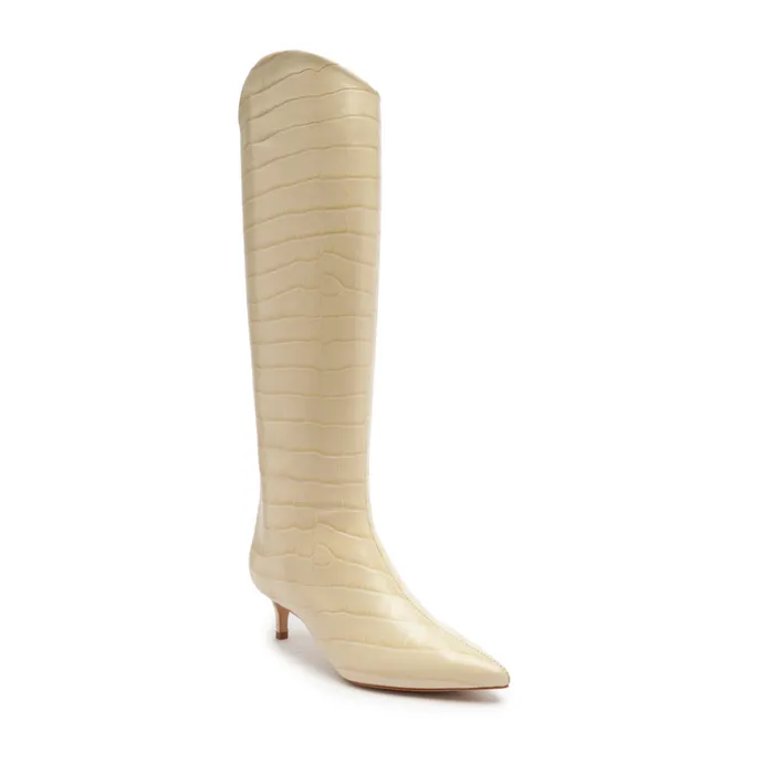Boots Maryana Lo CrocodileEmbossed Leather Boot Eggshell Schutz Shoes Boots