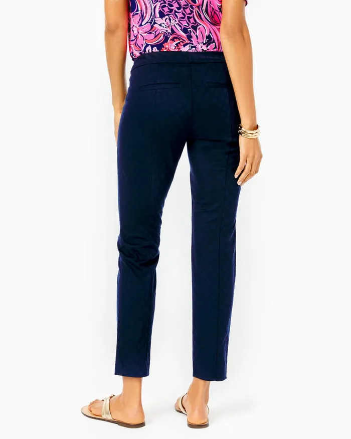 Bottoms Women Lilly Pulitzer 29034 Kelly Textured Ankle Length Skinny Pant Midnight Navy Bottoms Women Lilly Pulitzer 29034 Kelly Textured Ankle Length Skinny Pant Midnight Navy