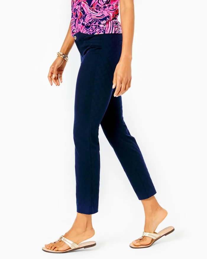 Bottoms Women Lilly Pulitzer 29034 Kelly Textured Ankle Length Skinny Pant Midnight Navy Bottoms Women Lilly Pulitzer 29034 Kelly Textured Ankle Length Skinny Pant Midnight Navy