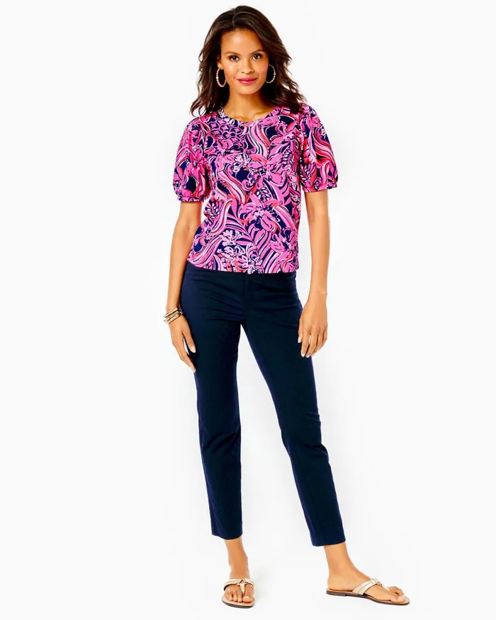 Bottoms Women Lilly Pulitzer 29034 Kelly Textured Ankle Length Skinny Pant Midnight Navy Bottoms Women Lilly Pulitzer 29034 Kelly Textured Ankle Length Skinny Pant Midnight Navy