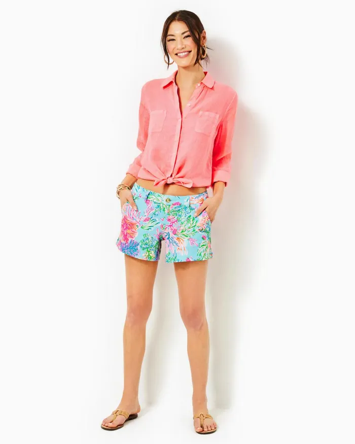Bottoms Women Lilly Pulitzer 5034 Callahan Knit Short Celestial Blue Cay To My Heart Bottoms Women Lilly Pulitzer 5034 Callahan Knit Short Celestial Blue Cay To My Heart
