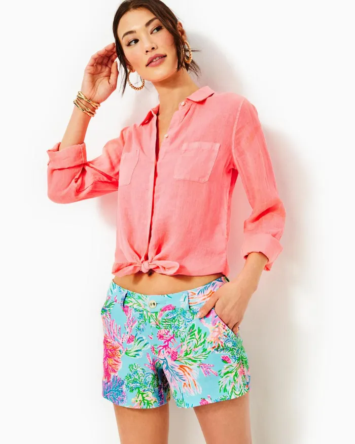 Bottoms Women Lilly Pulitzer 5034 Callahan Knit Short Celestial Blue Cay To My Heart Bottoms Women Lilly Pulitzer 5034 Callahan Knit Short Celestial Blue Cay To My Heart