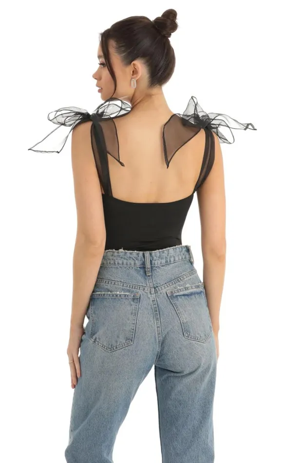 Bow Bodysuit Black Women LUCY IN THE SKY Bodysuits Bow Bodysuit Black Women LUCY IN THE SKY Bodysuits