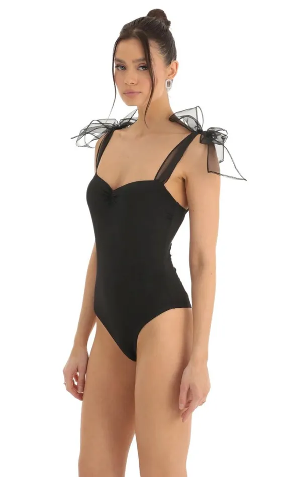 Bow Bodysuit Black Women LUCY IN THE SKY Bodysuits Bow Bodysuit Black Women LUCY IN THE SKY Bodysuits