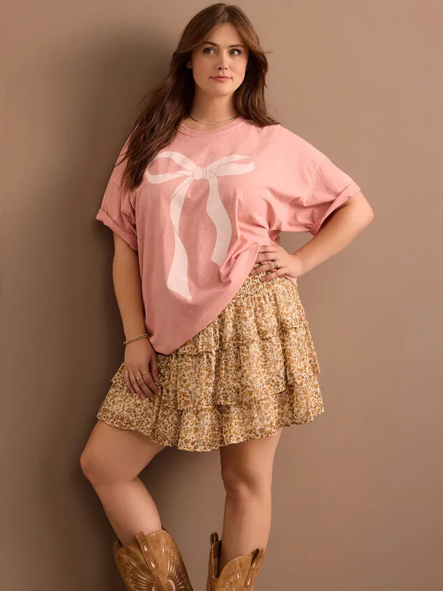 Bow Oversized Graphic Tee Rosedawn Women Altar039d State Tops