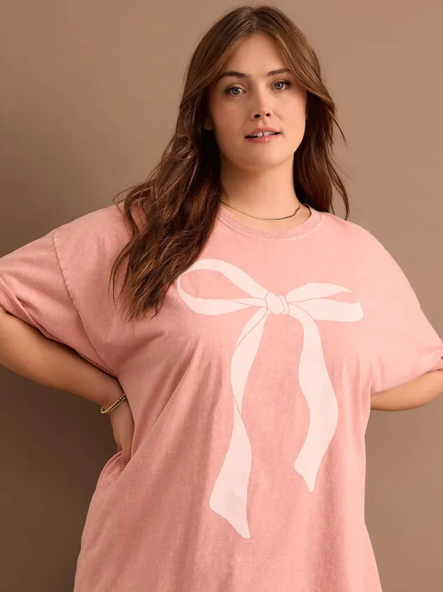 Bow Oversized Graphic Tee Rosedawn Women Altar039d State Tops Bow Oversized Graphic Tee Rosedawn Women Altar039d State Tops