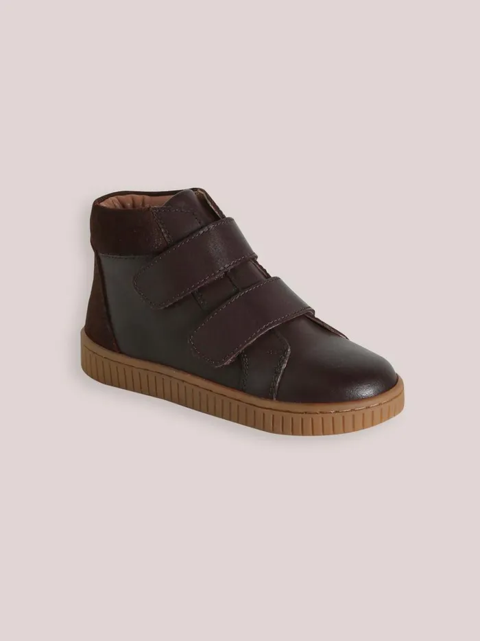Boys Shoes Cyrillus Leather Ankle Boots Marron Fonce