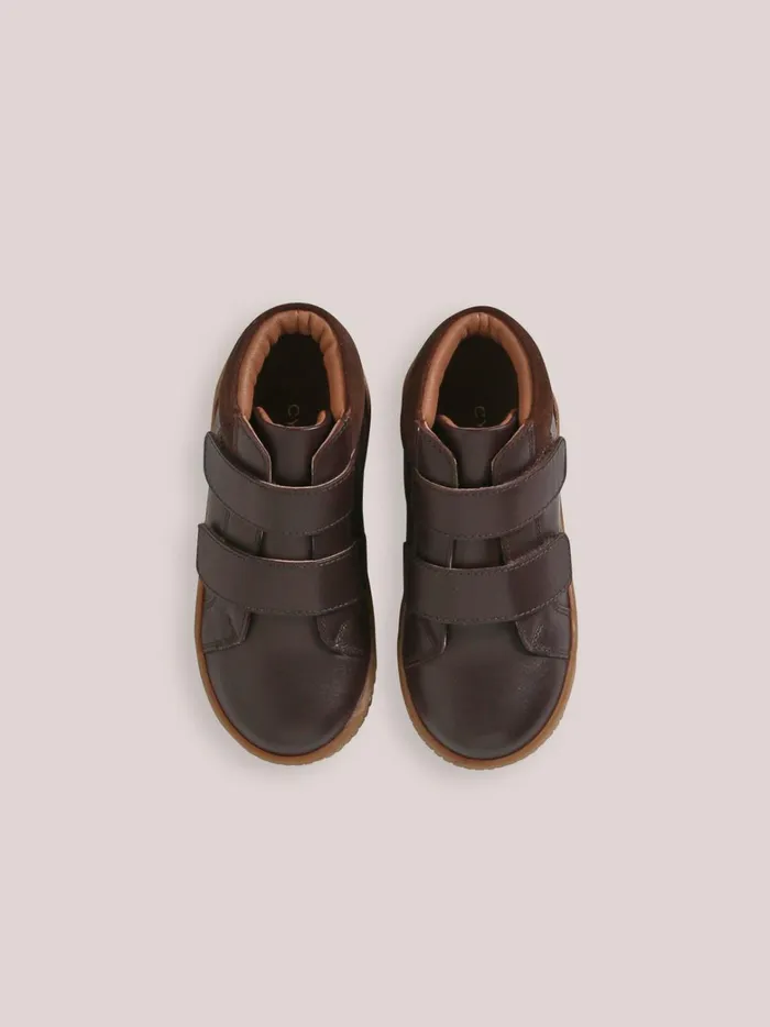 Boys Shoes Cyrillus Leather Ankle Boots Marron Fonce