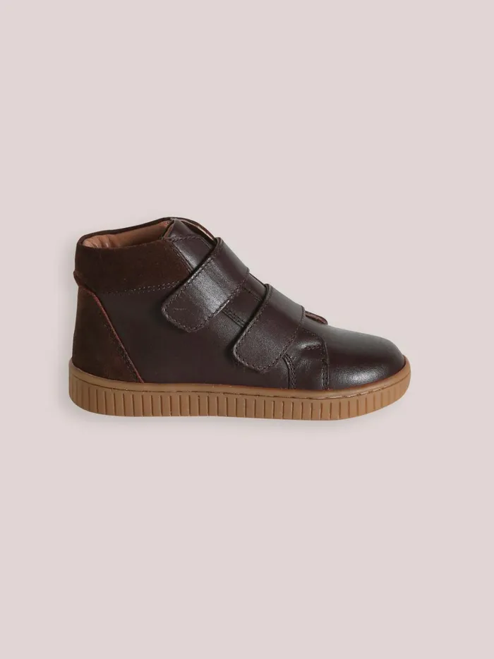 Boys Shoes Cyrillus Leather Ankle Boots Marron Fonce