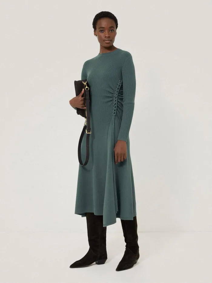 Braided Knit Dress Blue Women Jigsaw Dresses and Jumpsuits