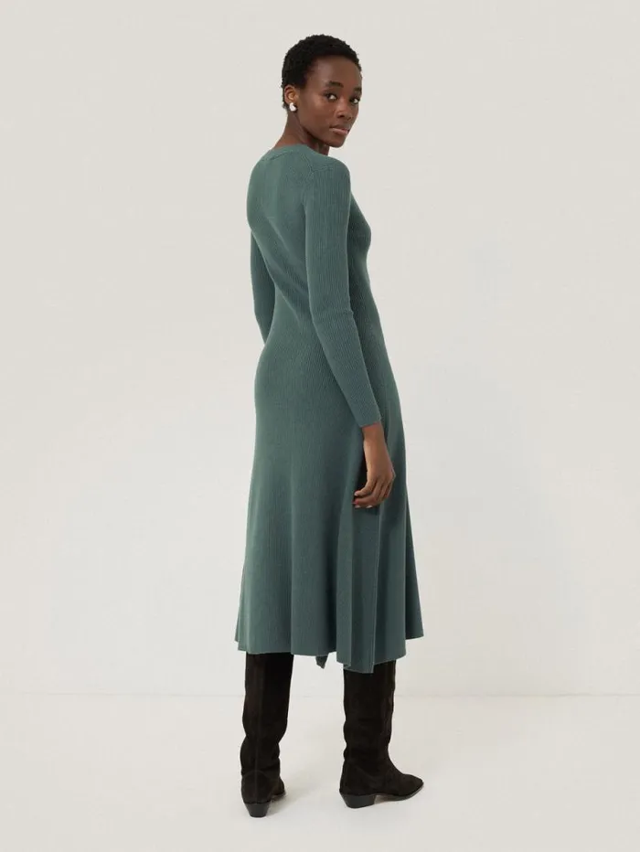 Braided Knit Dress Blue Women Jigsaw Dresses and Jumpsuits