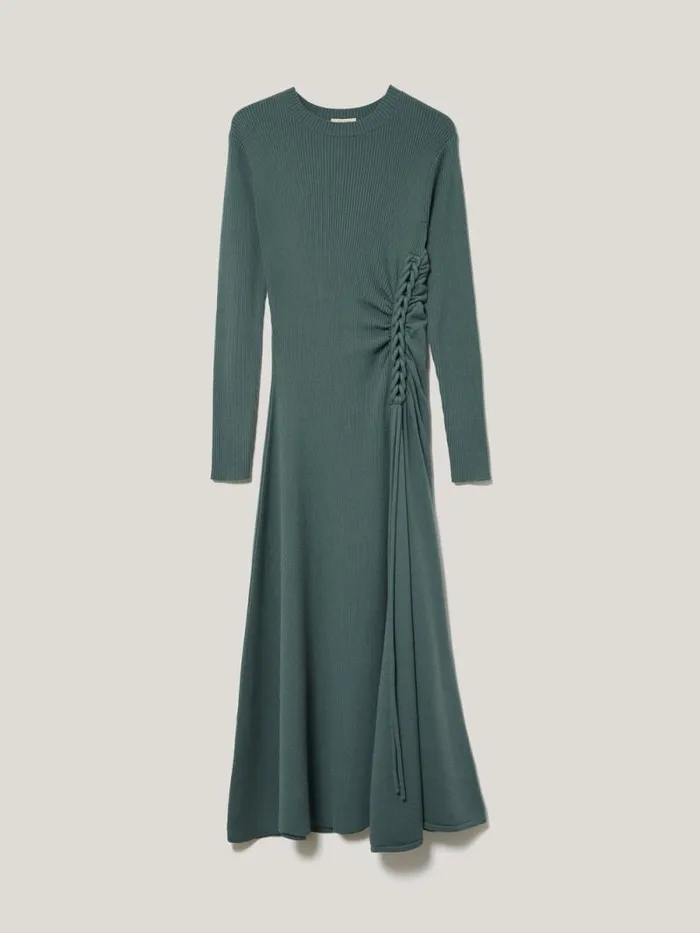 Braided Knit Dress Blue Women Jigsaw Dresses and Jumpsuits