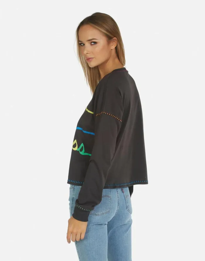 Brita Love Peace Happiness Onyx Women Lauren Moshi Long Sleeve