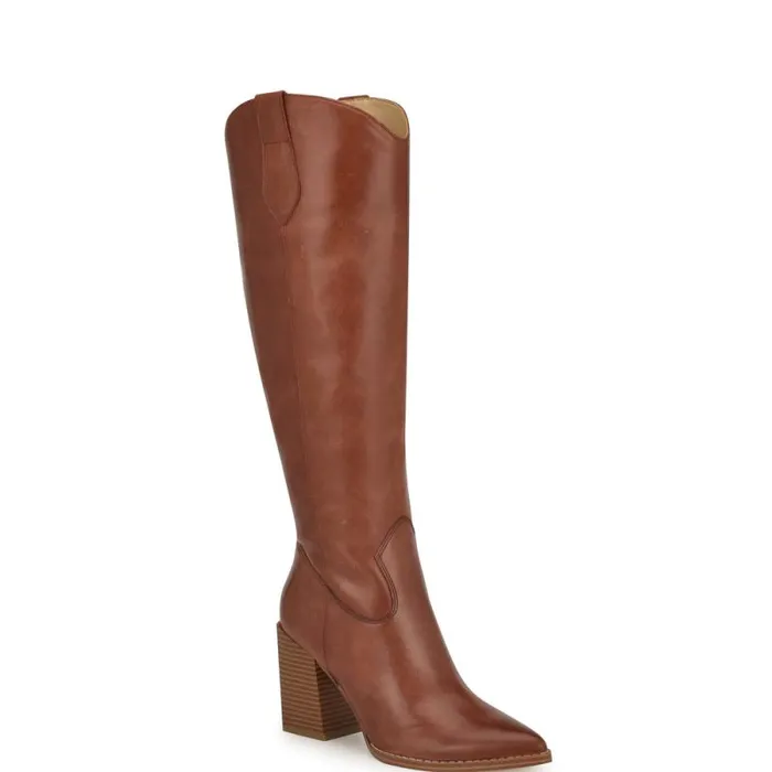 Bromwel Block Heel Boots Dark Natural Leather Women Nine West Boots and Booties Bromwel Block Heel Boots Dark Natural Leather Women Nine West Boots and Booties
