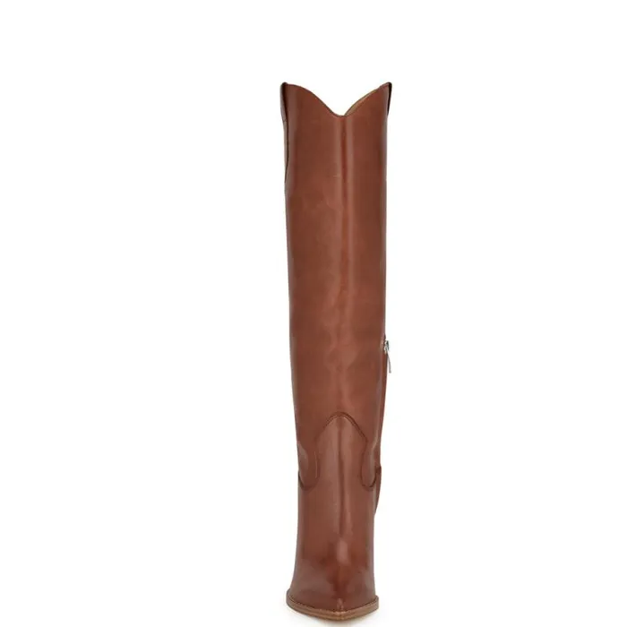 Bromwel Block Heel Boots Dark Natural Leather Women Nine West Boots and Booties Bromwel Block Heel Boots Dark Natural Leather Women Nine West Boots and Booties