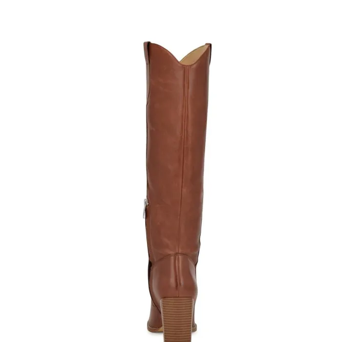 Bromwel Block Heel Boots Dark Natural Leather Women Nine West Boots and Booties Bromwel Block Heel Boots Dark Natural Leather Women Nine West Boots and Booties