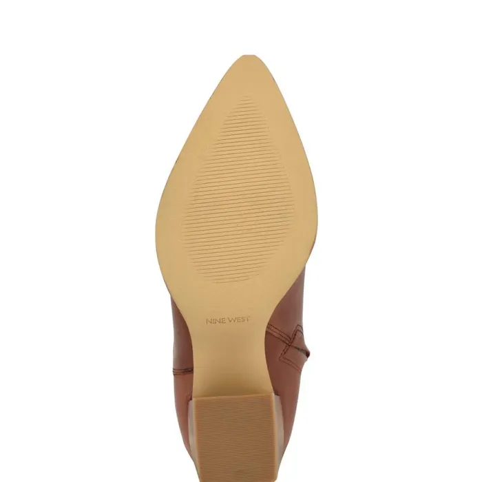 Bromwel Block Heel Boots Dark Natural Leather Women Nine West Boots and Booties Bromwel Block Heel Boots Dark Natural Leather Women Nine West Boots and Booties