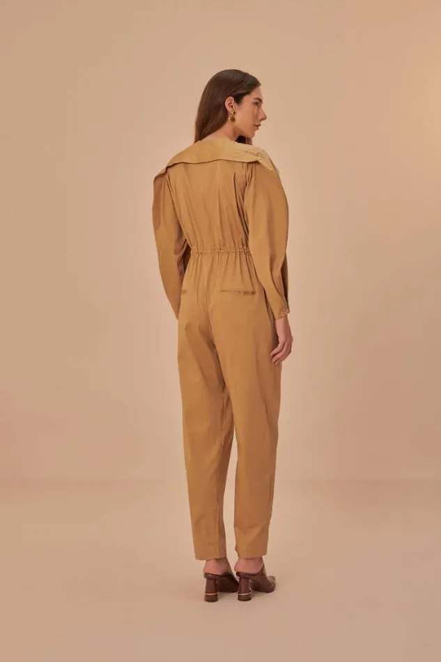 Brown Raglan Sleeve Jumpsuit Women FARM Rio Jumpsuits