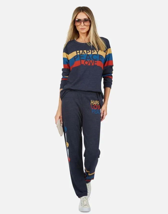 Brynn Happy Peace Love Port Navy Women Lauren Moshi Long Sweatpants