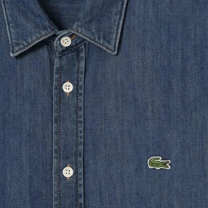 Button Down Shirts Men Lacoste Men039s Regular Fit Organic Cotton Denim Shirt Blue Cdz