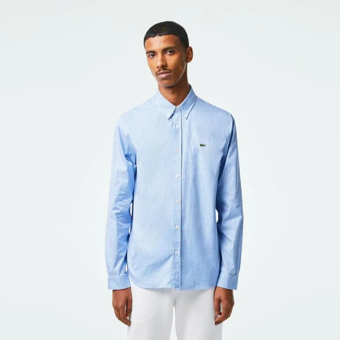 Button Down Shirts Men Lacoste Men039s Regular Fit Premium Cotton Shirt White Blue F6z