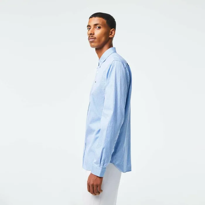 Button Down Shirts Men Lacoste Men039s Regular Fit Premium Cotton Shirt White Blue F6z