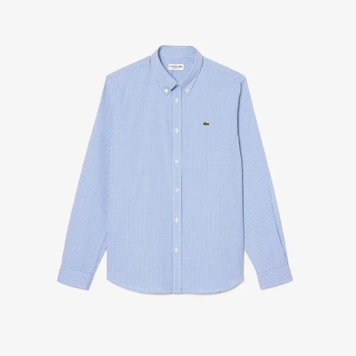 Button Down Shirts Men Lacoste Men039s Regular Fit Premium Cotton Shirt White Blue F6z