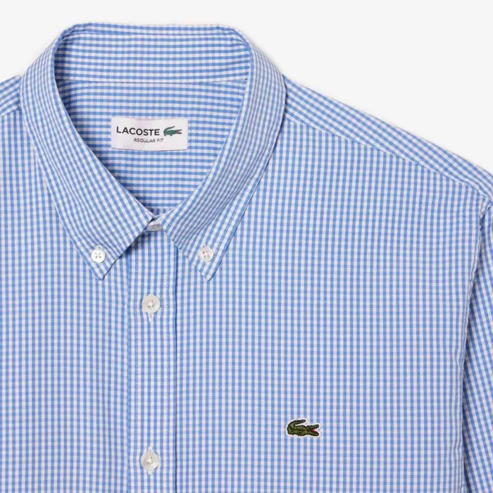 Button Down Shirts Men Lacoste Men039s Regular Fit Premium Cotton Shirt White Blue F6z