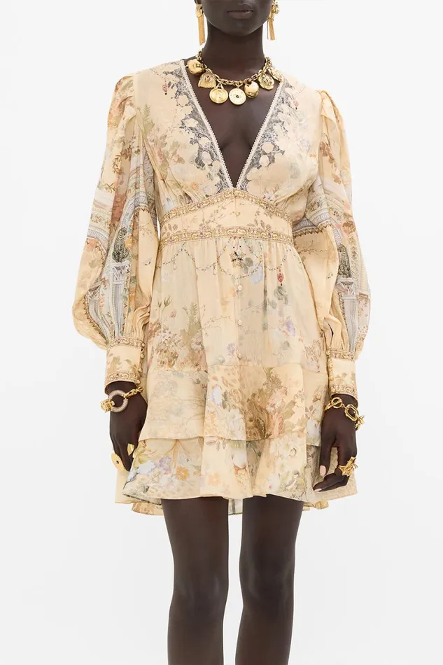 BUTTON FRONT FRILL DRESS ADORNED IN ANTIQUITY Adorned In Antiquity Womens Camilla Dresses