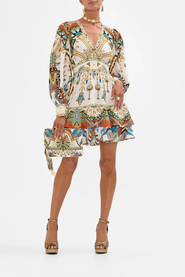 BUTTON FRONT FRILL DRESS VALLEY OF THE QUEENS Valley Of The Queens Womens Camilla Dresses