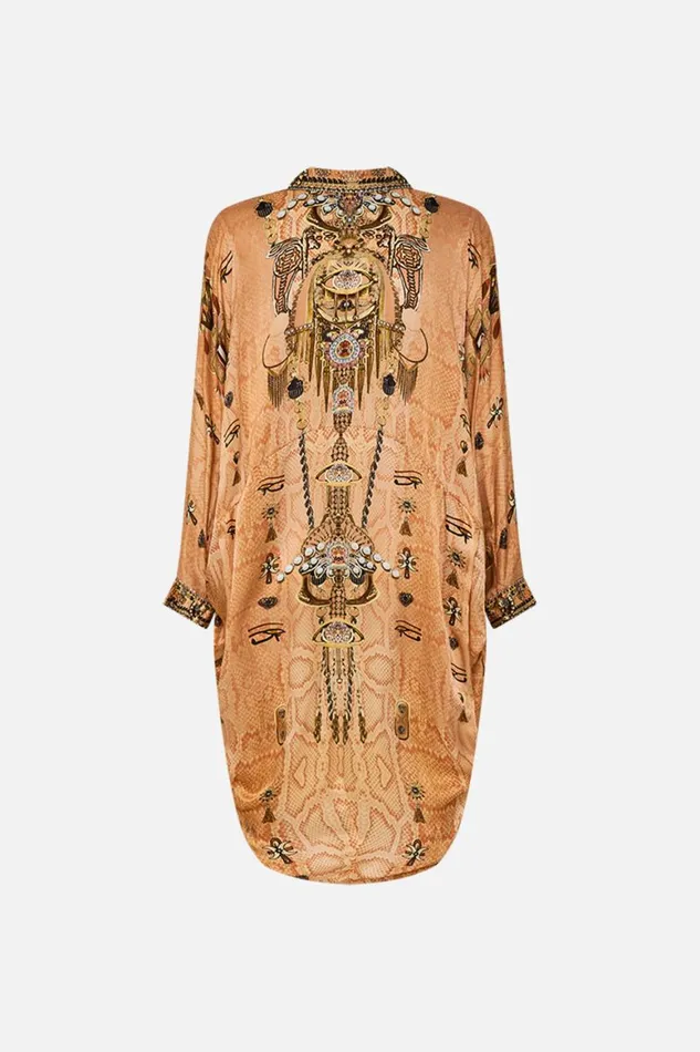 BUTTON UP TOP WITH DRAPED BACK KINGDOM OF HEIROGLYPHS Kingdom Of Heiroglyphs Womens Camilla Blouses and Shirts