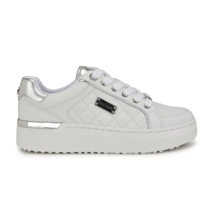 Cafee LaceUp Platform Sneakers Whitesilver Women Nine West Sneakers