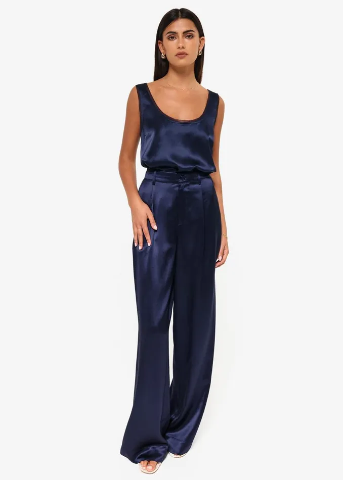 CAMI NYC Bottoms Women Noura Wide Leg Pant Navy
