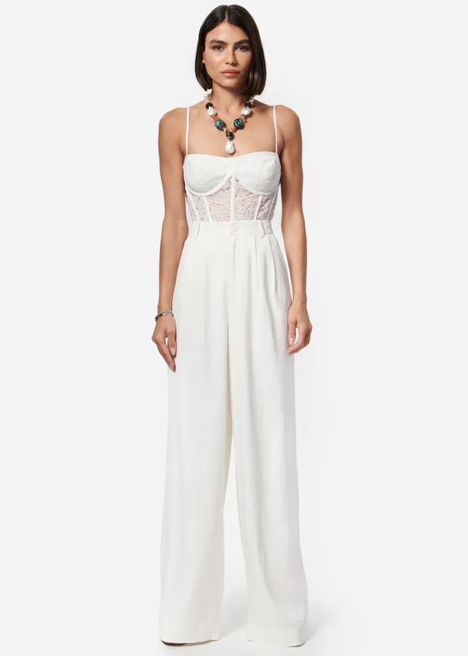 CAMI NYC Bottoms Women Rylie Rayon Twill Wide Leg Pant White