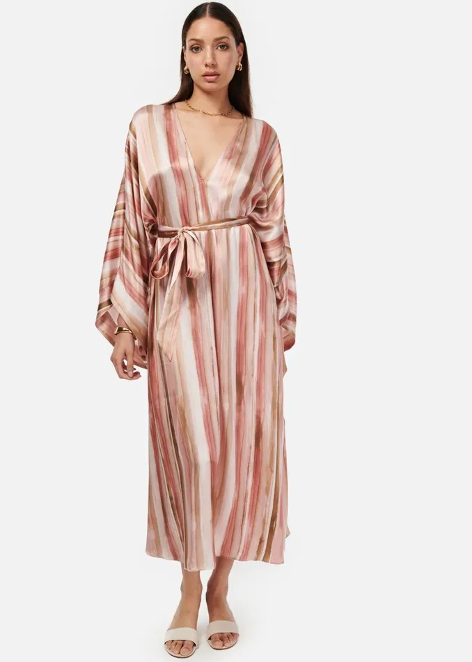 CAMI NYC Dresses Women Xanthe Kaftan Dress Painterly Stripe