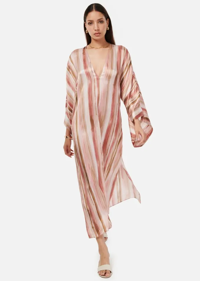 CAMI NYC Dresses Women Xanthe Kaftan Dress Painterly Stripe