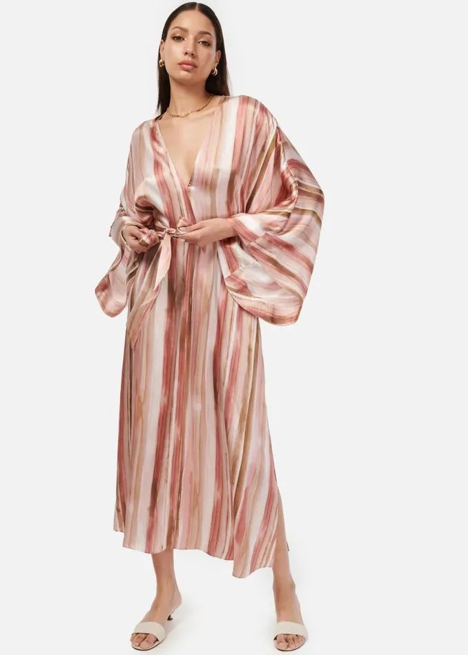 CAMI NYC Dresses Women Xanthe Kaftan Dress Painterly Stripe