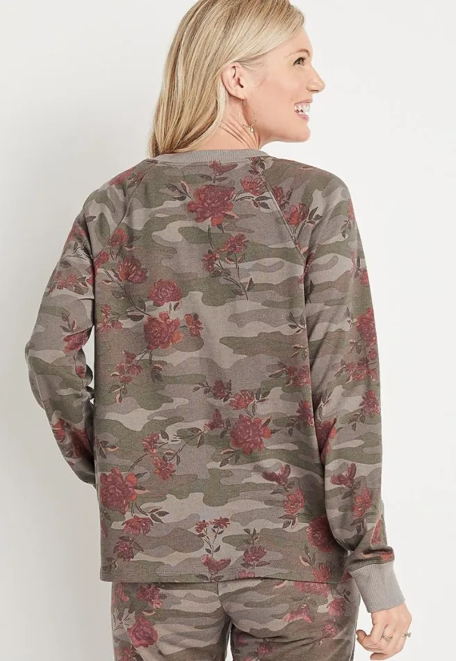Camo Floral Crew Neck Sweatshirt Women Maurices Tops