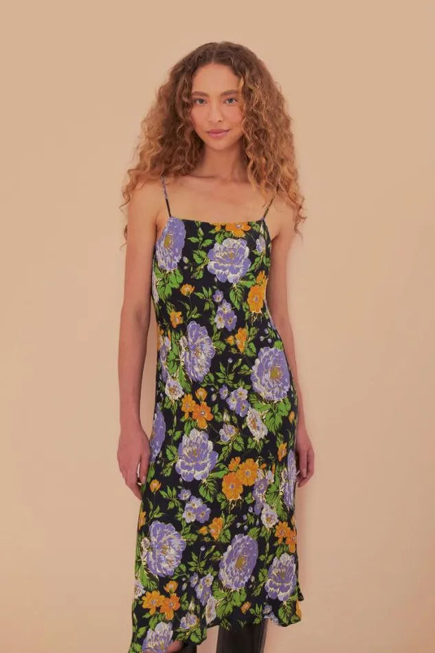Capri Floral Black Sleveless Mini Dress Women FARM Rio Mini Dresses