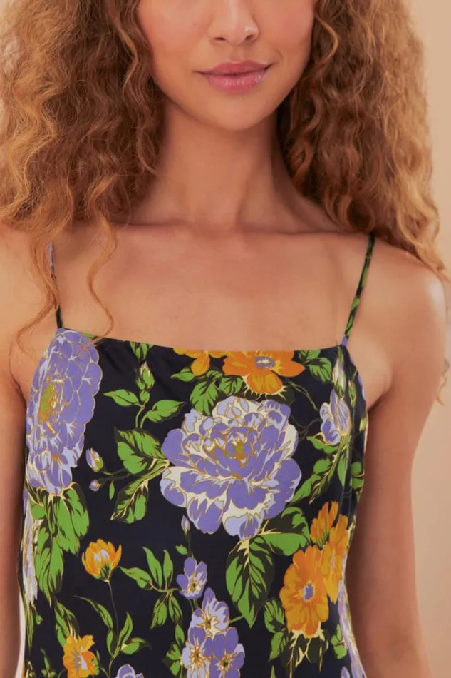 Capri Floral Black Sleveless Mini Dress Women FARM Rio Mini Dresses