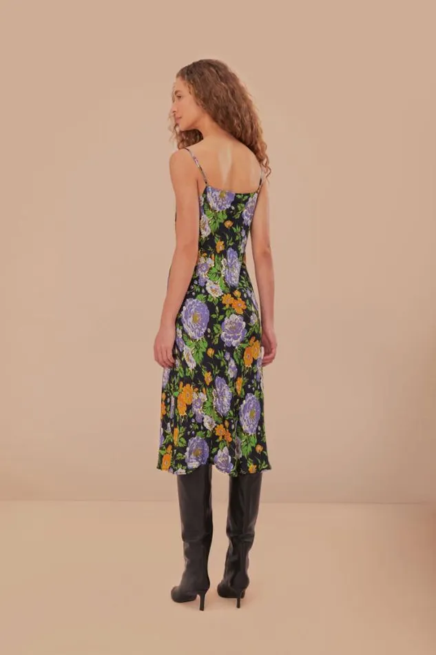 Capri Floral Black Sleveless Mini Dress Women FARM Rio Mini Dresses