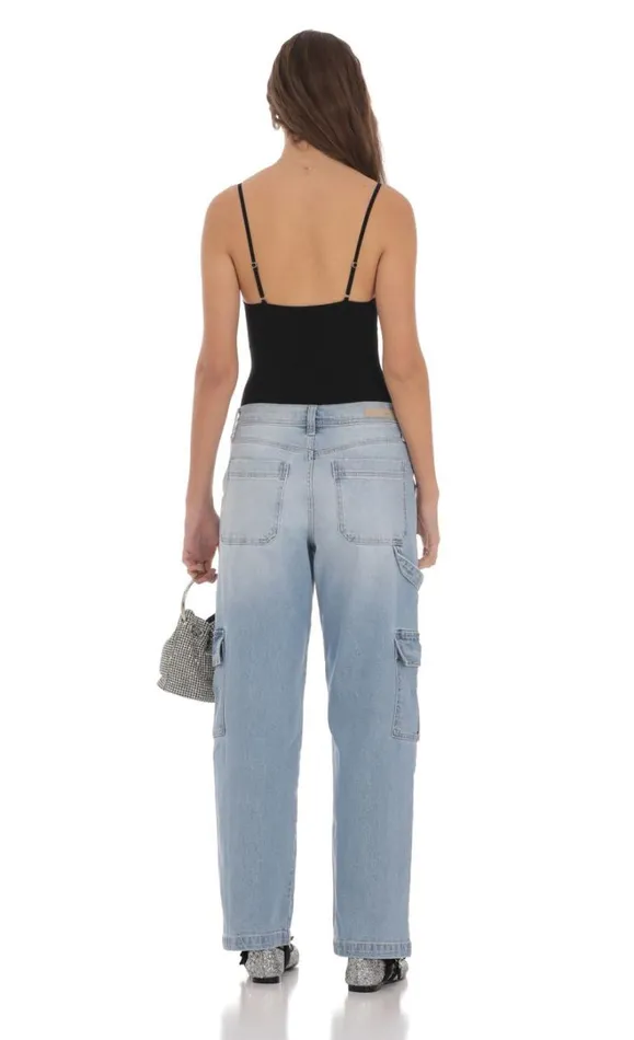 Cargo Wide Leg Jeans Faded Denim Women LUCY IN THE SKY Jeans Cargo Wide Leg Jeans Faded Denim Women LUCY IN THE SKY Jeans