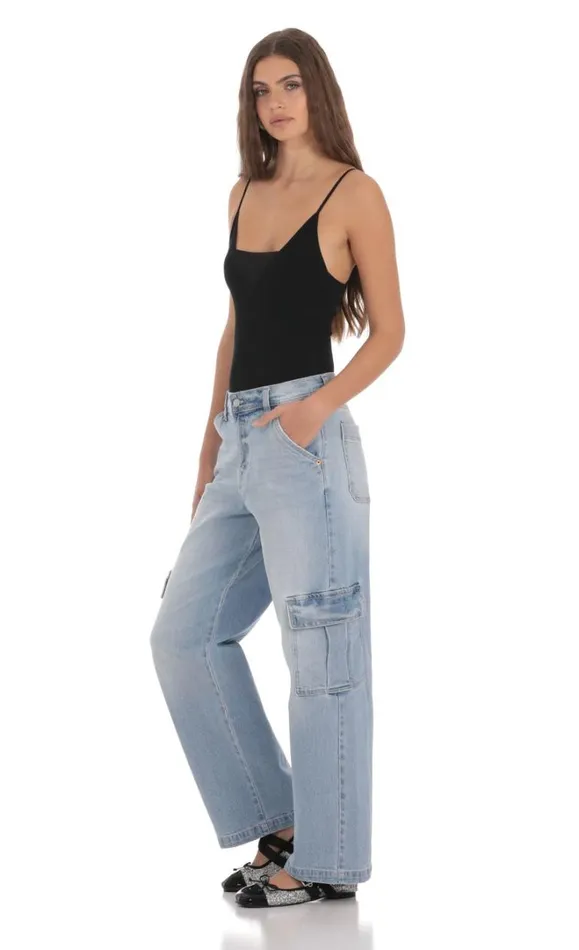 Cargo Wide Leg Jeans Faded Denim Women LUCY IN THE SKY Jeans Cargo Wide Leg Jeans Faded Denim Women LUCY IN THE SKY Jeans