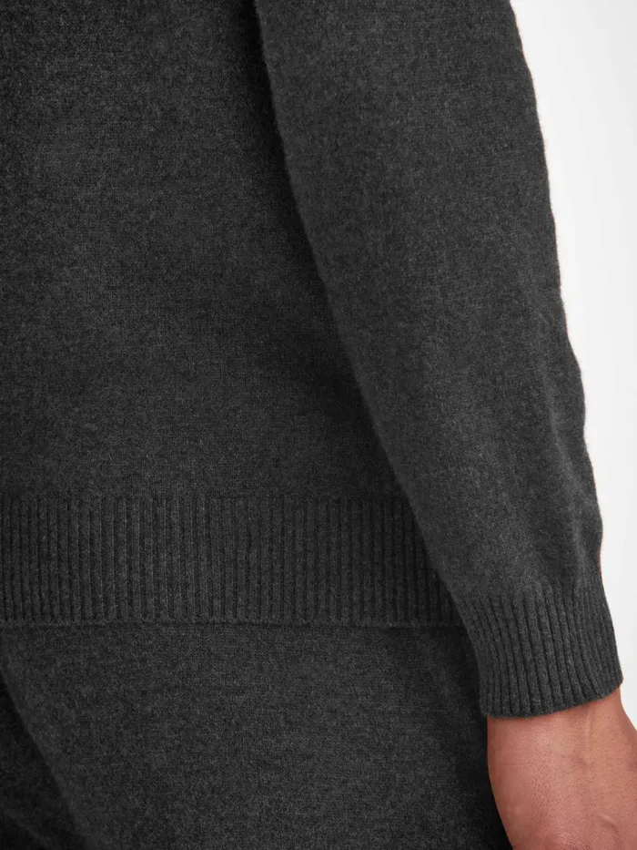 Cashmere Sweaters Men Derek Rose HalfZip Sweater Finley Cashmere Charcoal