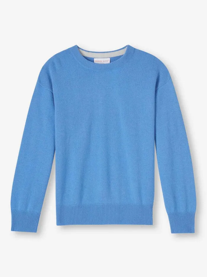 Cashmere Sweaters Women Derek Rose Relaxed Sweater Daphne Cashmere Cornflower