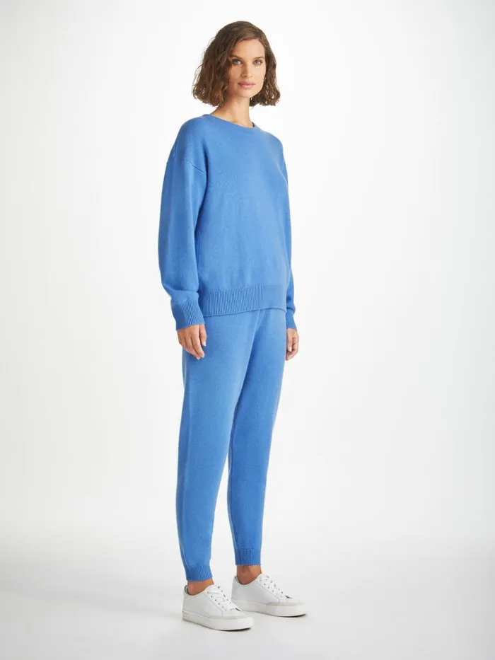 Cashmere Sweaters Women Derek Rose Relaxed Sweater Daphne Cashmere Cornflower