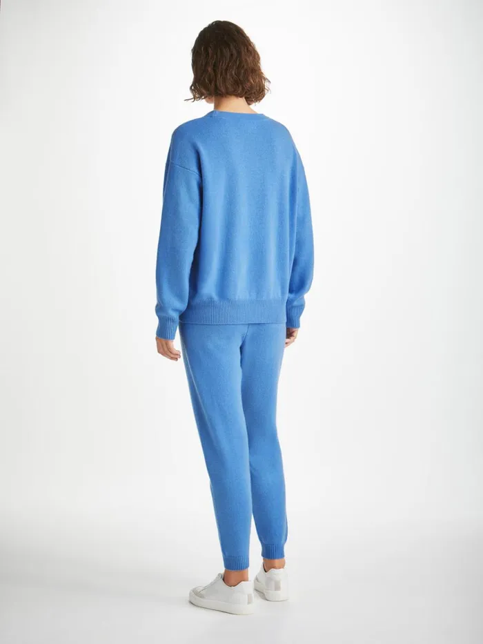 Cashmere Sweaters Women Derek Rose Relaxed Sweater Daphne Cashmere Cornflower