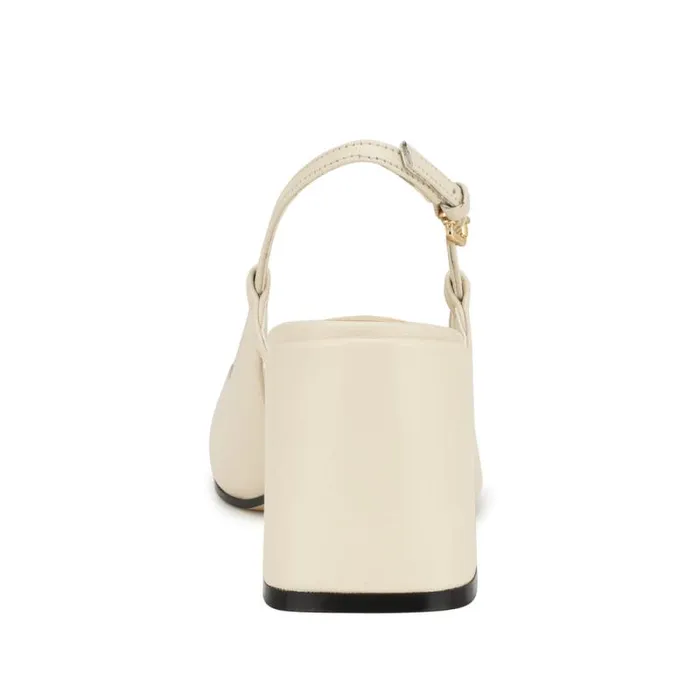 Cast Block Heel Slingback Pumps Ivory Leather Women Nine West Heels Cast Block Heel Slingback Pumps Ivory Leather Women Nine West Heels