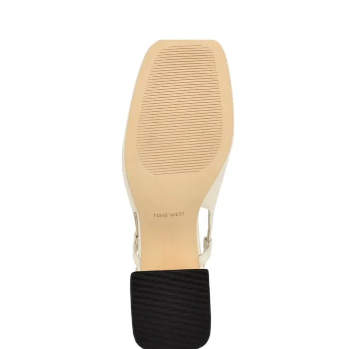 Cast Block Heel Slingback Pumps Ivory Leather Women Nine West Heels Cast Block Heel Slingback Pumps Ivory Leather Women Nine West Heels