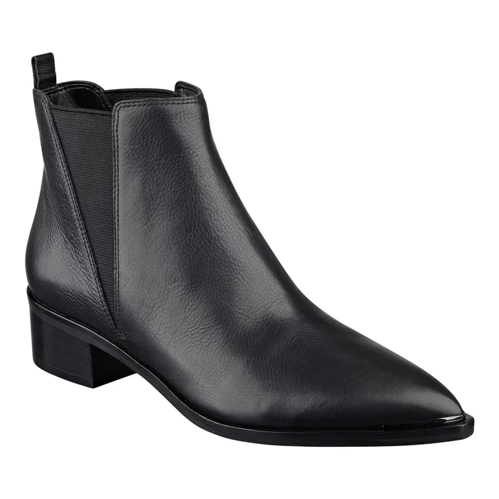 Casual Boots Yale Pointy Toe Chelsea Bootie Black Leather Marc Fisher Women